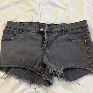 Harlow Washed Charcoal Distressed Denim Shorts